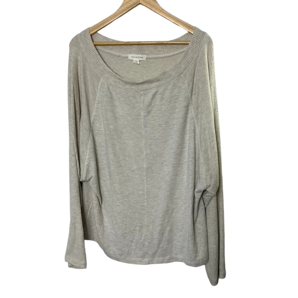 Treasure & Bond Beige Ribbed Long Sleeve Top Women's Size XL